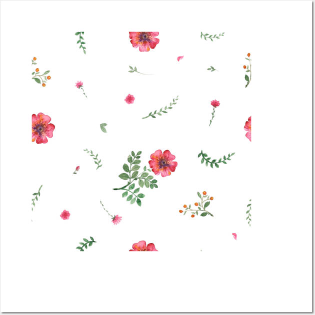 Elegance Seamless pattern with flowers Wall Art by Olga Berlet